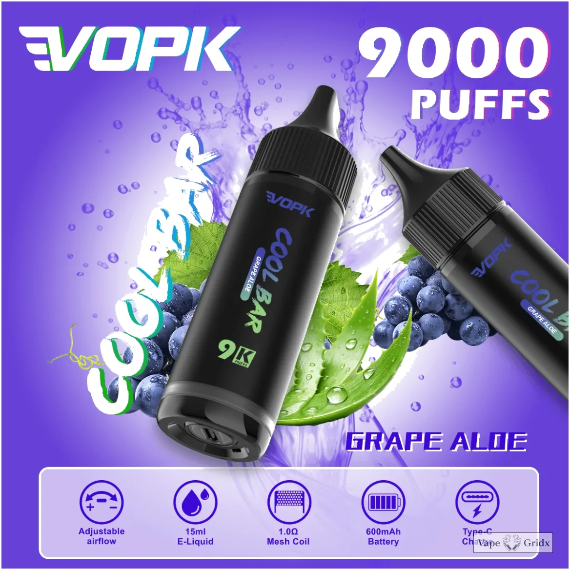 VOPK COOL Bar 9000 9K Trekjes Verstelbare Luchtstroom Wegwerp Vape - image 5