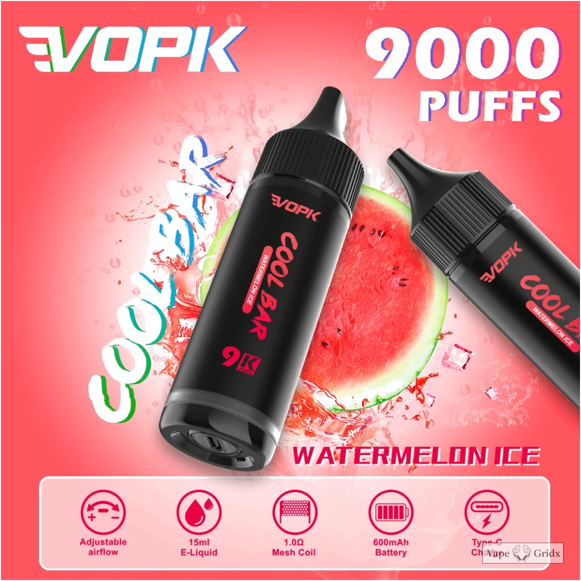 VOPK COOL Bar 9000 9K Trekjes Verstelbare Luchtstroom Wegwerp Vape - image 6
