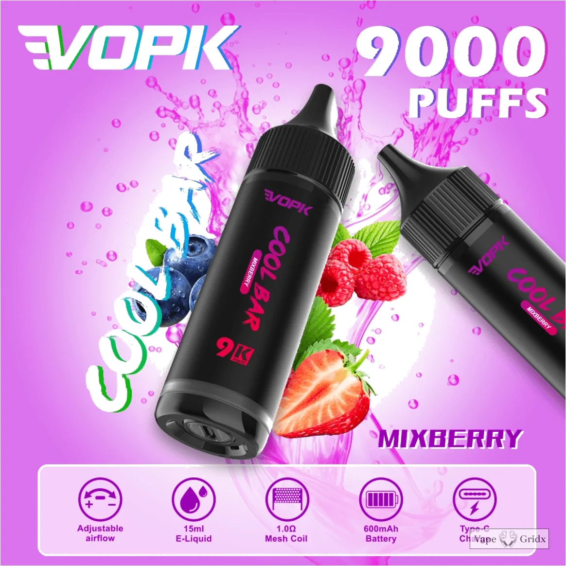 VOPK COOL Bar 9000 9K Trekjes Verstelbare Luchtstroom Wegwerp Vape - image 7