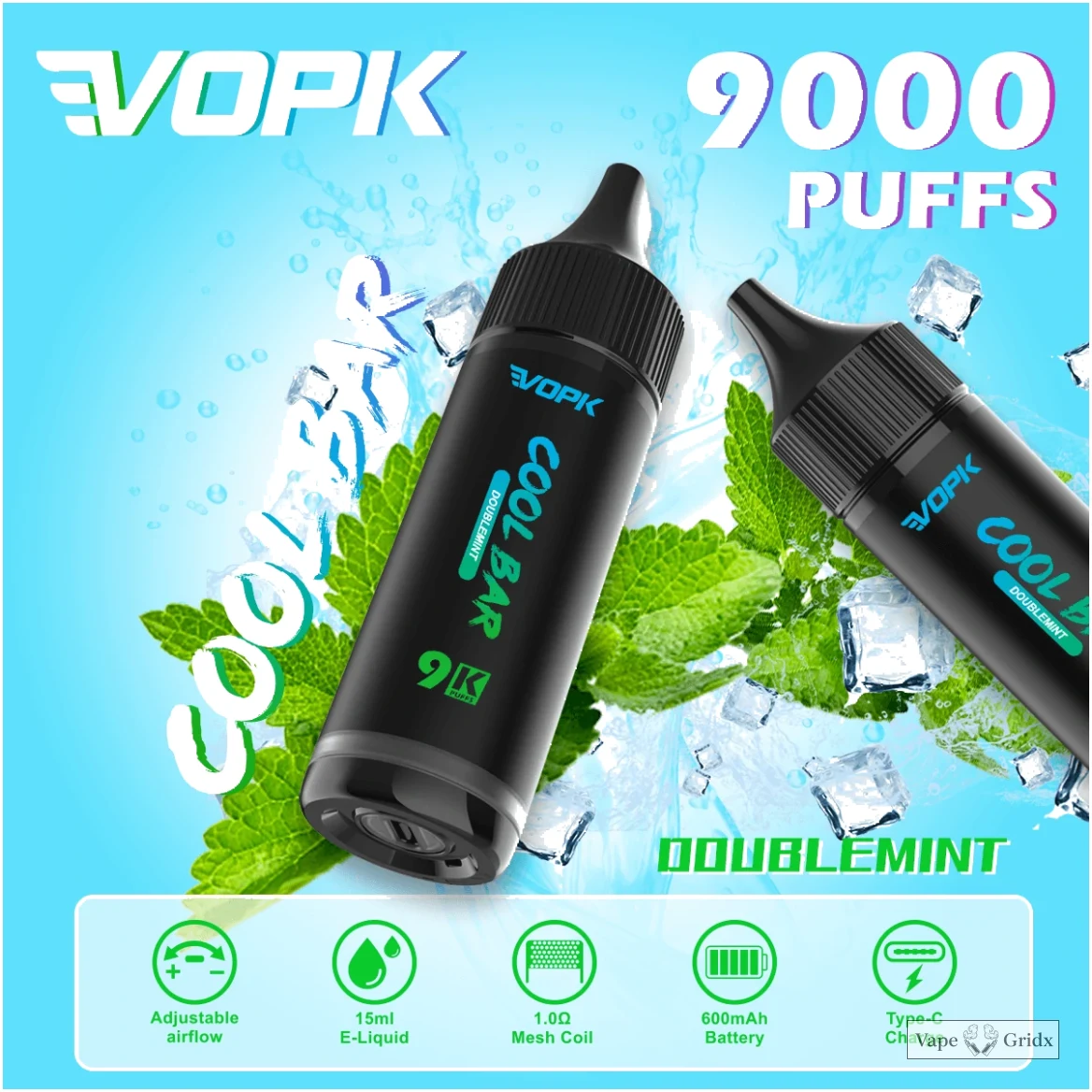 VOPK COOL Bar 9000 9K Trekjes Verstelbare Luchtstroom Wegwerp Vape - image 9
