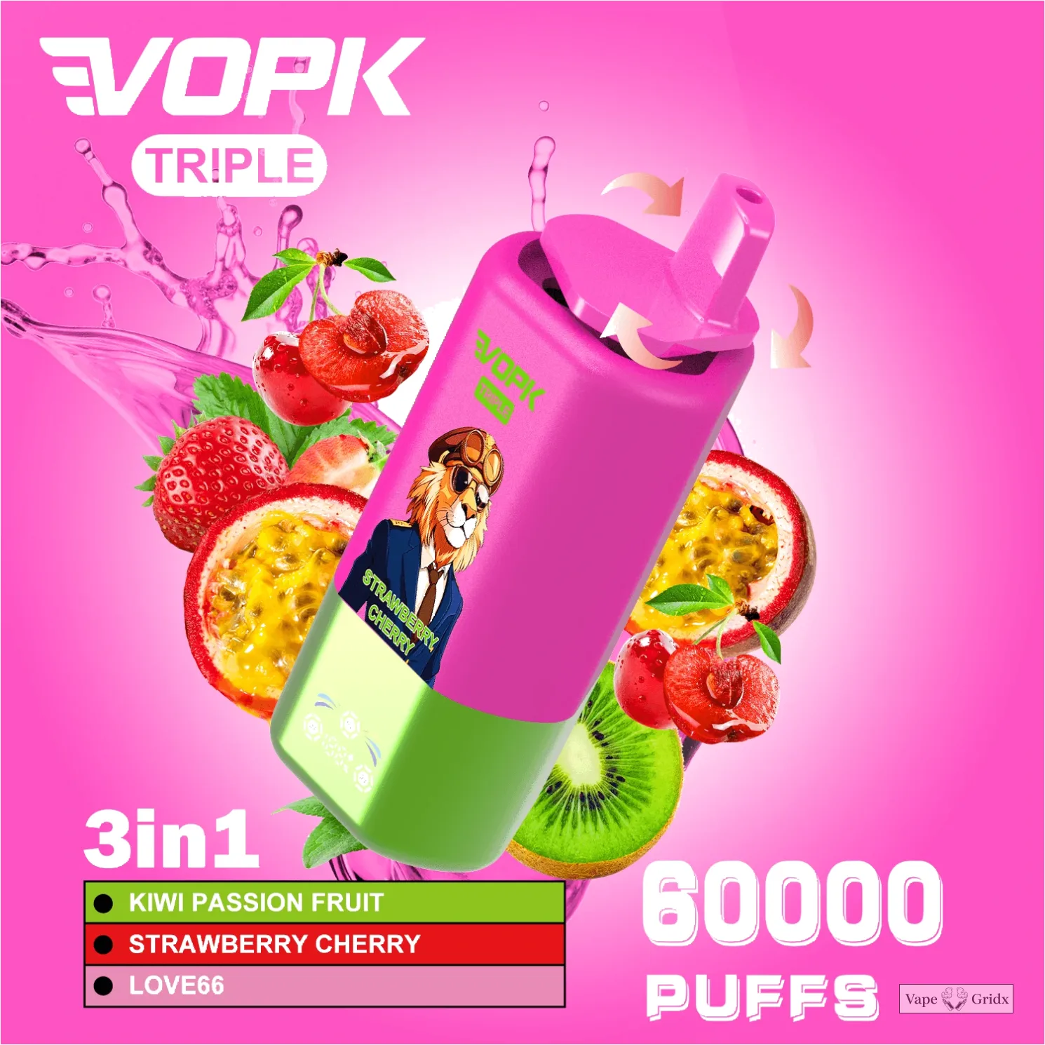 VOPK 3-in-1 60000 60K Trekjes Triple smaak Wegwerp Vape - image 2