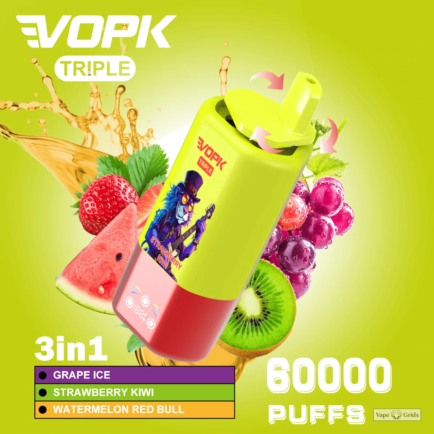 VOPK 3-in-1 60000 60K Trekjes Triple smaak Wegwerp Vape - image 11