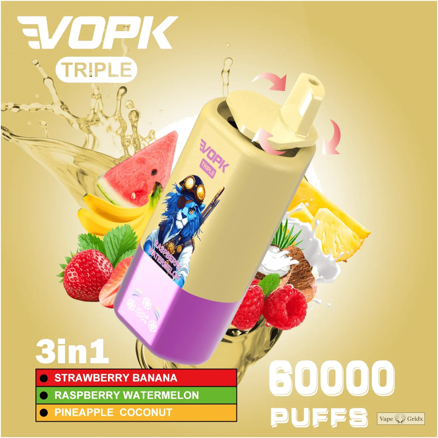 VOPK 3-in-1 60000 60K Trekjes Triple smaak Wegwerp Vape - image 4