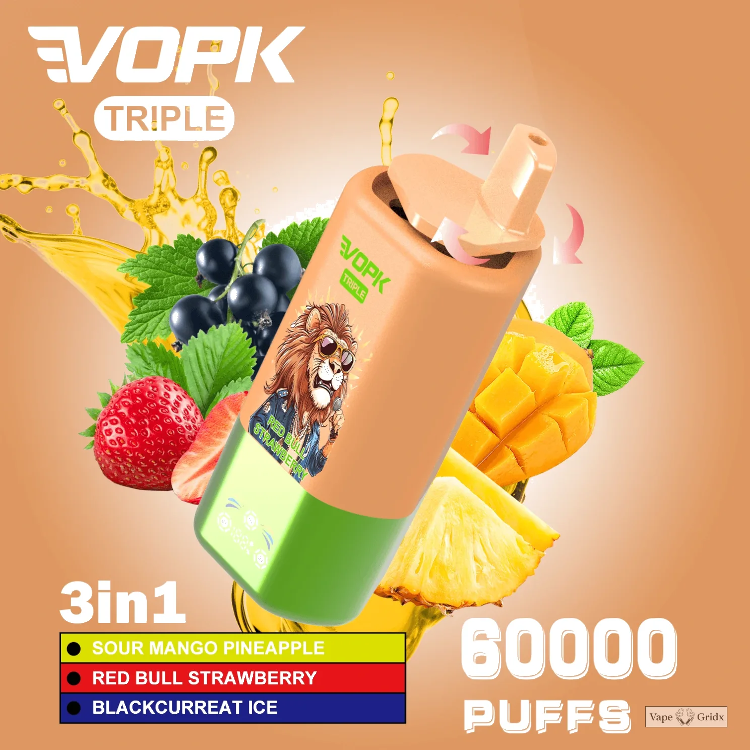VOPK 3-in-1 60000 60K Trekjes Triple smaak Wegwerp Vape - image 7