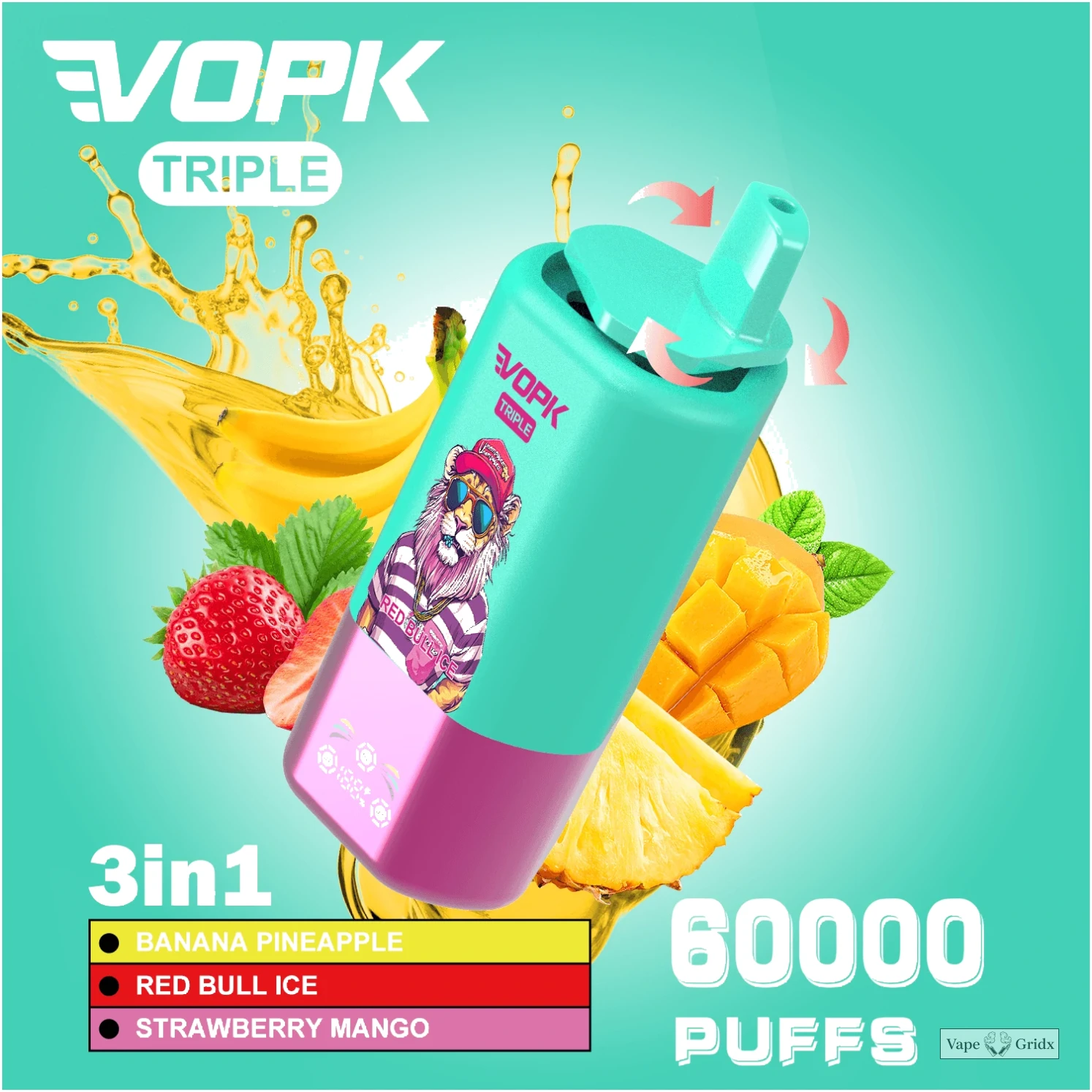 VOPK 3-in-1 60000 60K Trekjes Triple smaak Wegwerp Vape - image 8