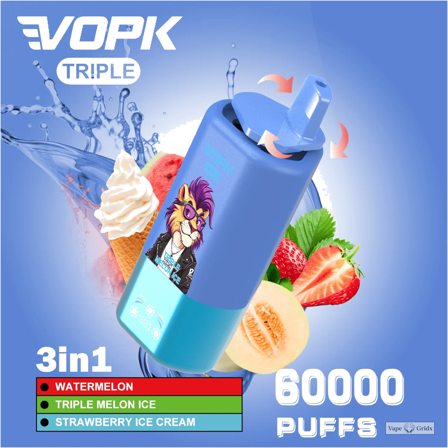VOPK 3-in-1 60000 60K Trekjes Triple smaak Wegwerp Vape - image 9