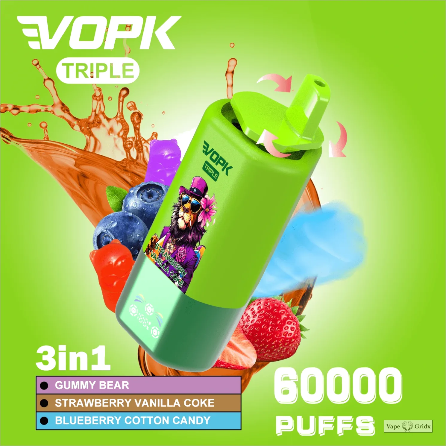 VOPK 3-in-1 60000 60K Trekjes Triple smaak Wegwerp Vape - image 10