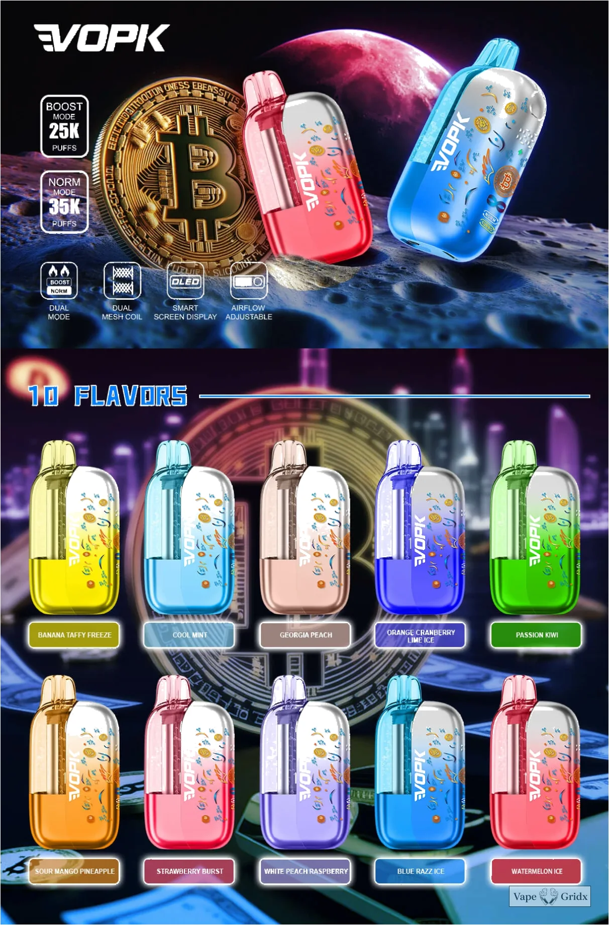 VOPK BTC 35000 35K Trekjes Instelbaar Vermogen Wegwerp Vape - image 11