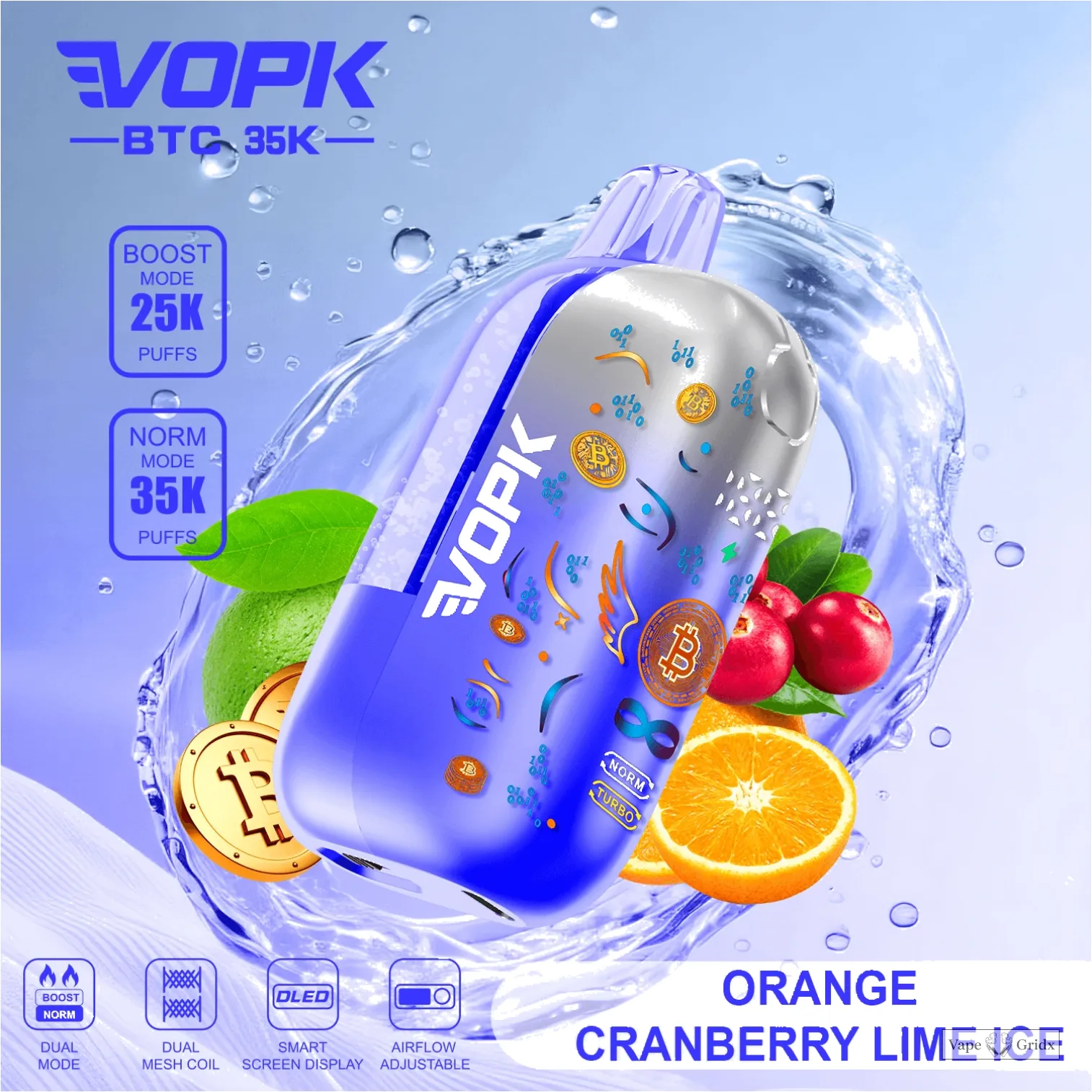VOPK BTC 35000 35K Trekjes Instelbaar Vermogen Wegwerp Vape - image 3