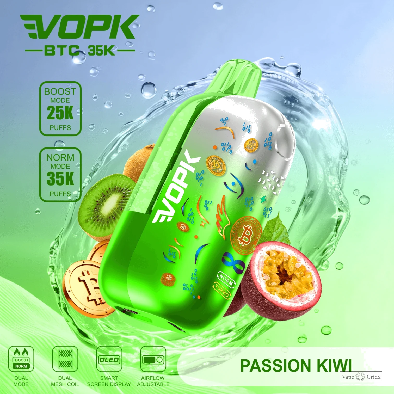 VOPK BTC 35000 35K Trekjes Instelbaar Vermogen Wegwerp Vape - image 4