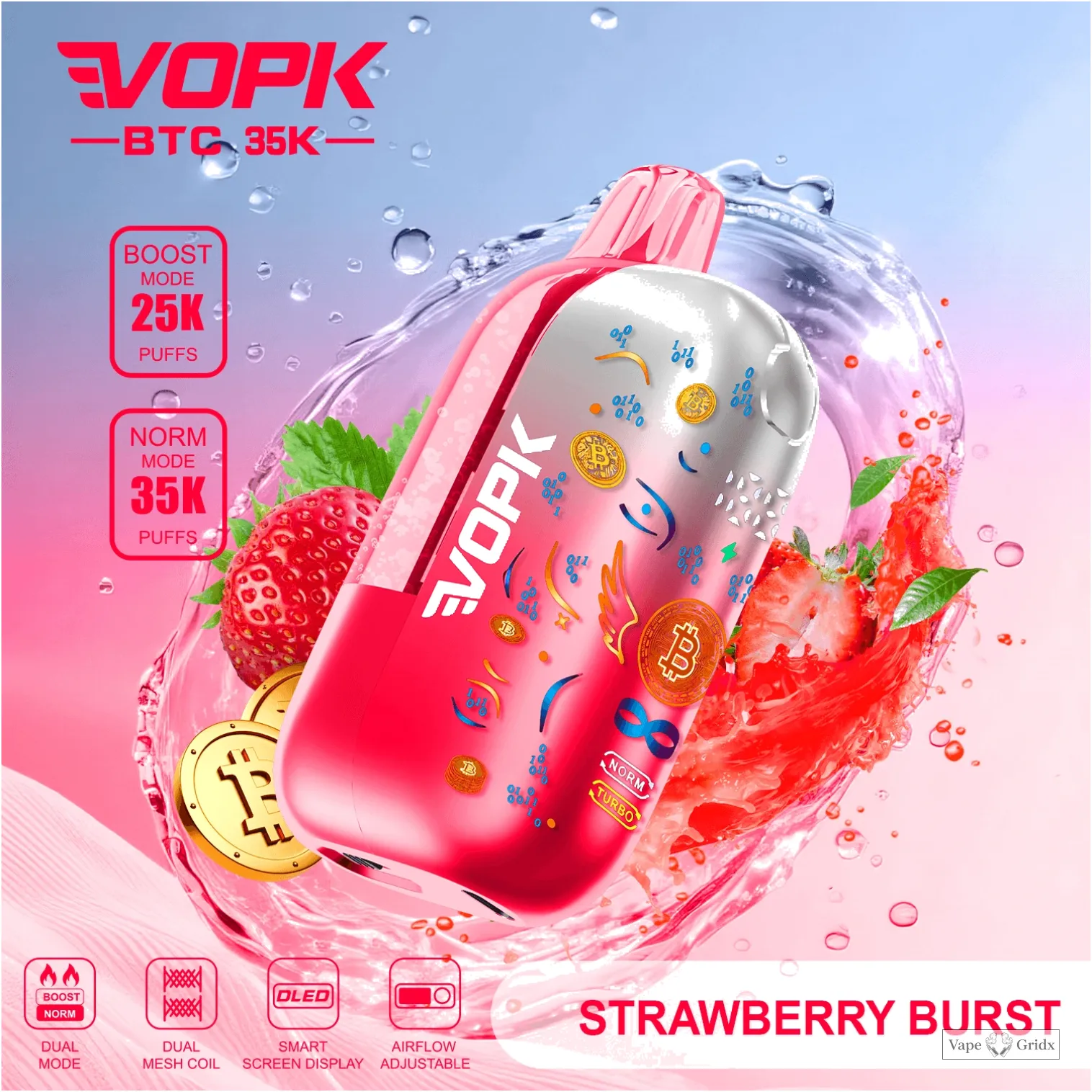 VOPK BTC 35000 35K Trekjes Instelbaar Vermogen Wegwerp Vape - image 6