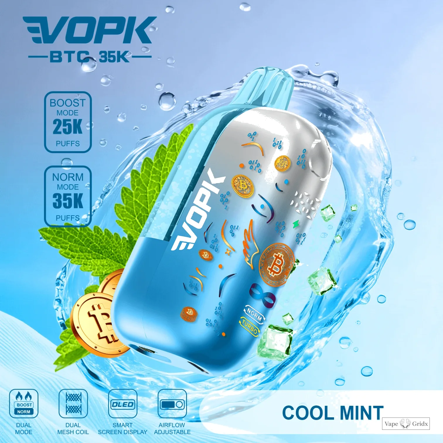 VOPK BTC 35000 35K Trekjes Instelbaar Vermogen Wegwerp Vape - image 8