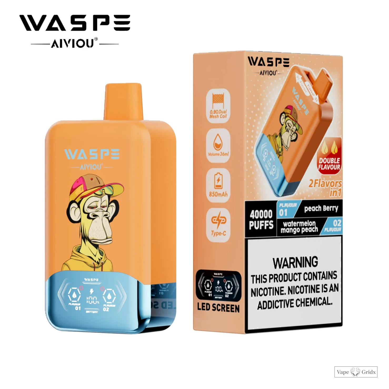 WASPE 2-in-1 40000 40K Trekjes Dual smaak Wegwerp vape - image 2