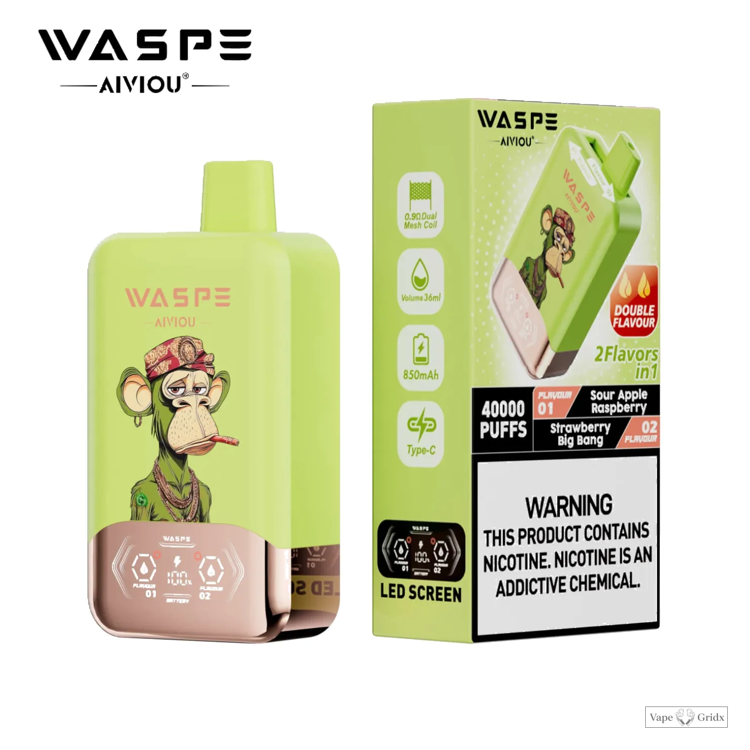 WASPE 2-in-1 40000 40K Trekjes Dual smaak Wegwerp vape - image 3