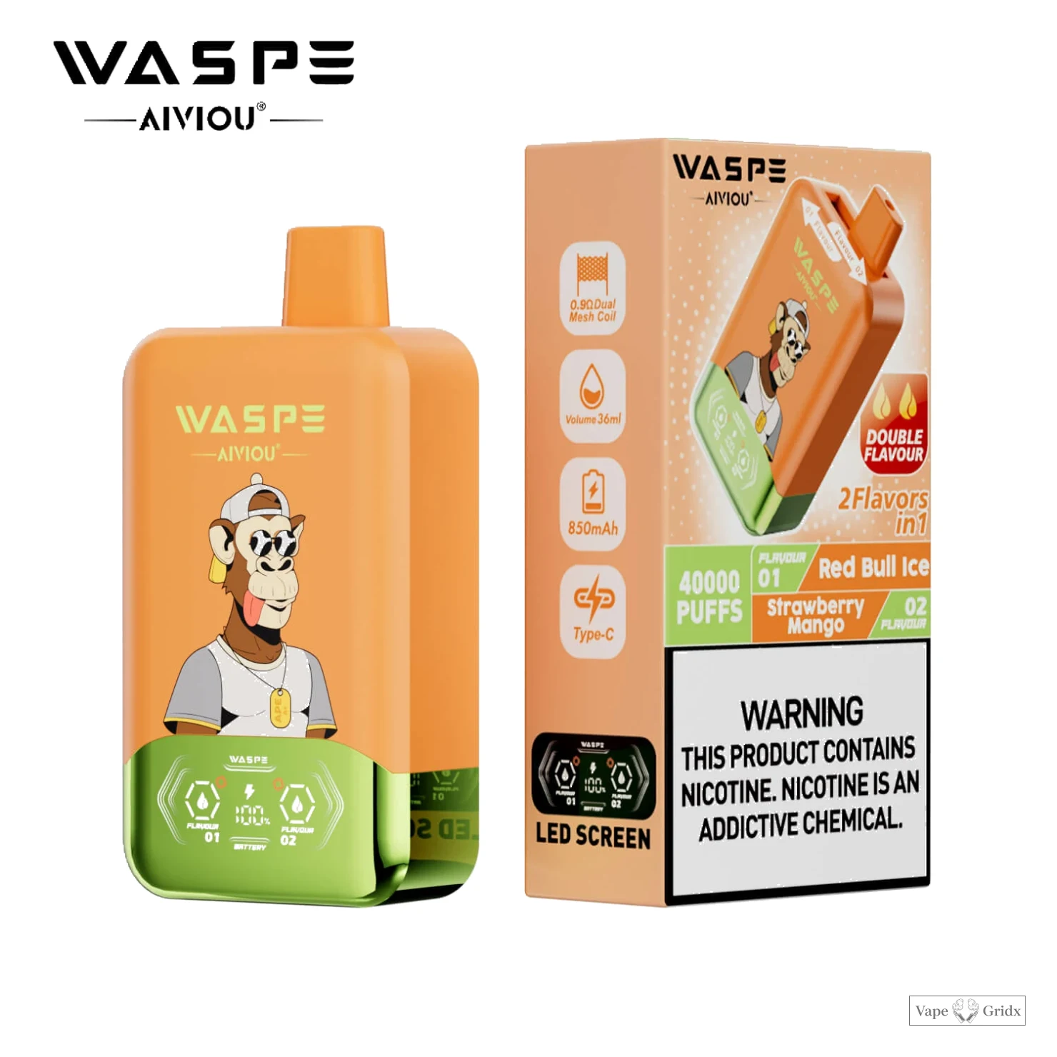 WASPE 2-in-1 40000 40K Trekjes Dual smaak Wegwerp vape - image 4