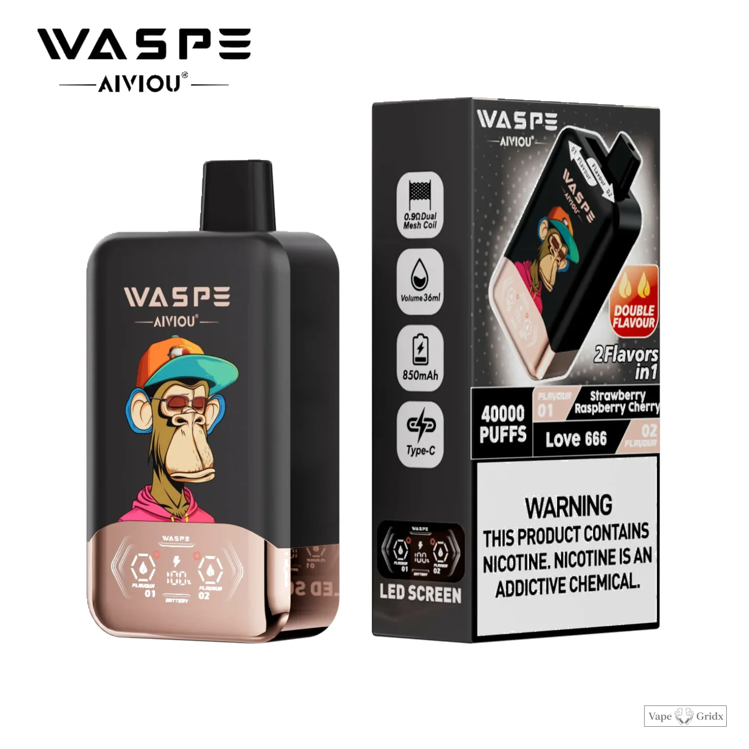 WASPE 2-in-1 40000 40K Trekjes Dual smaak Wegwerp vape - image 5