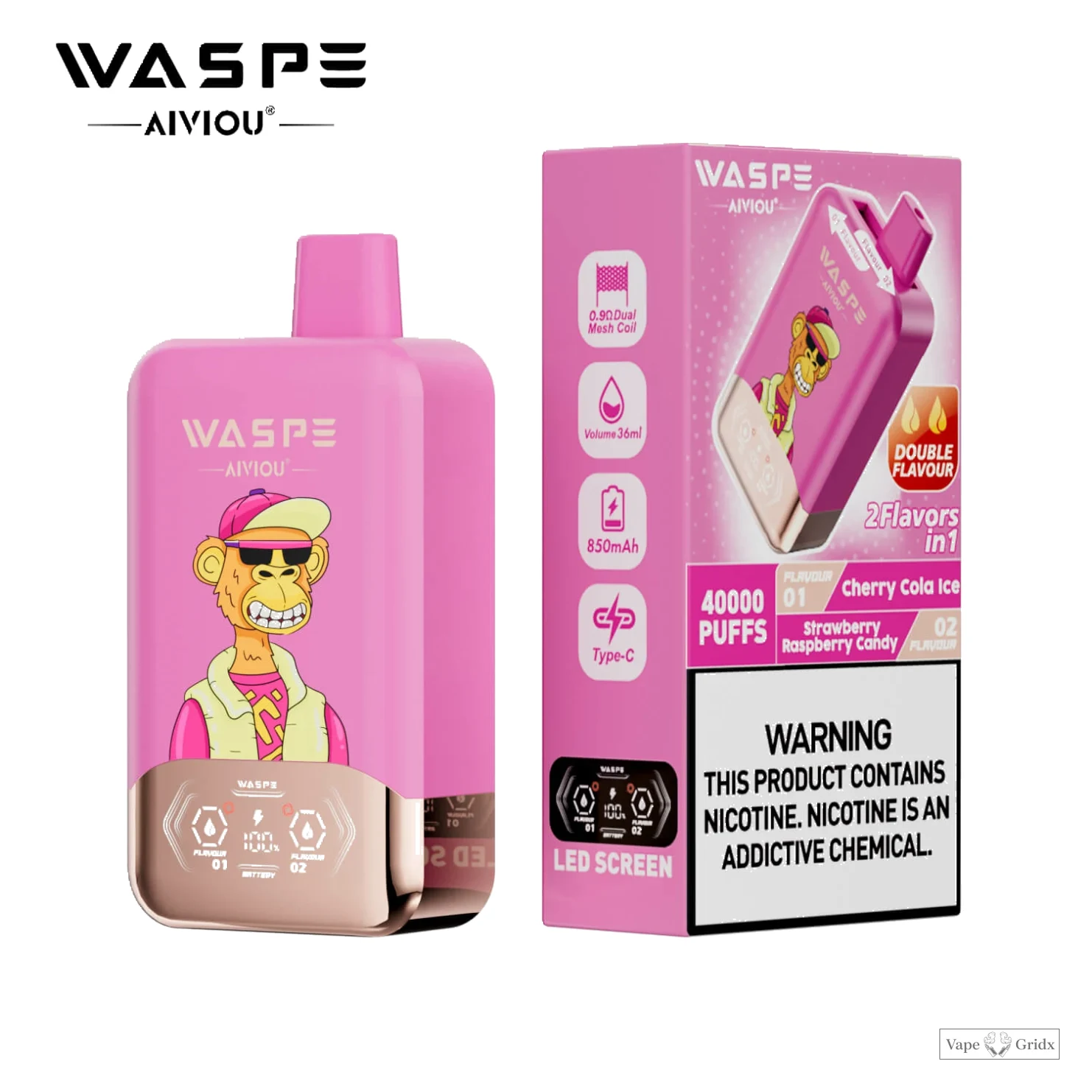 WASPE 2-in-1 40000 40K Trekjes Dual smaak Wegwerp vape - image 7