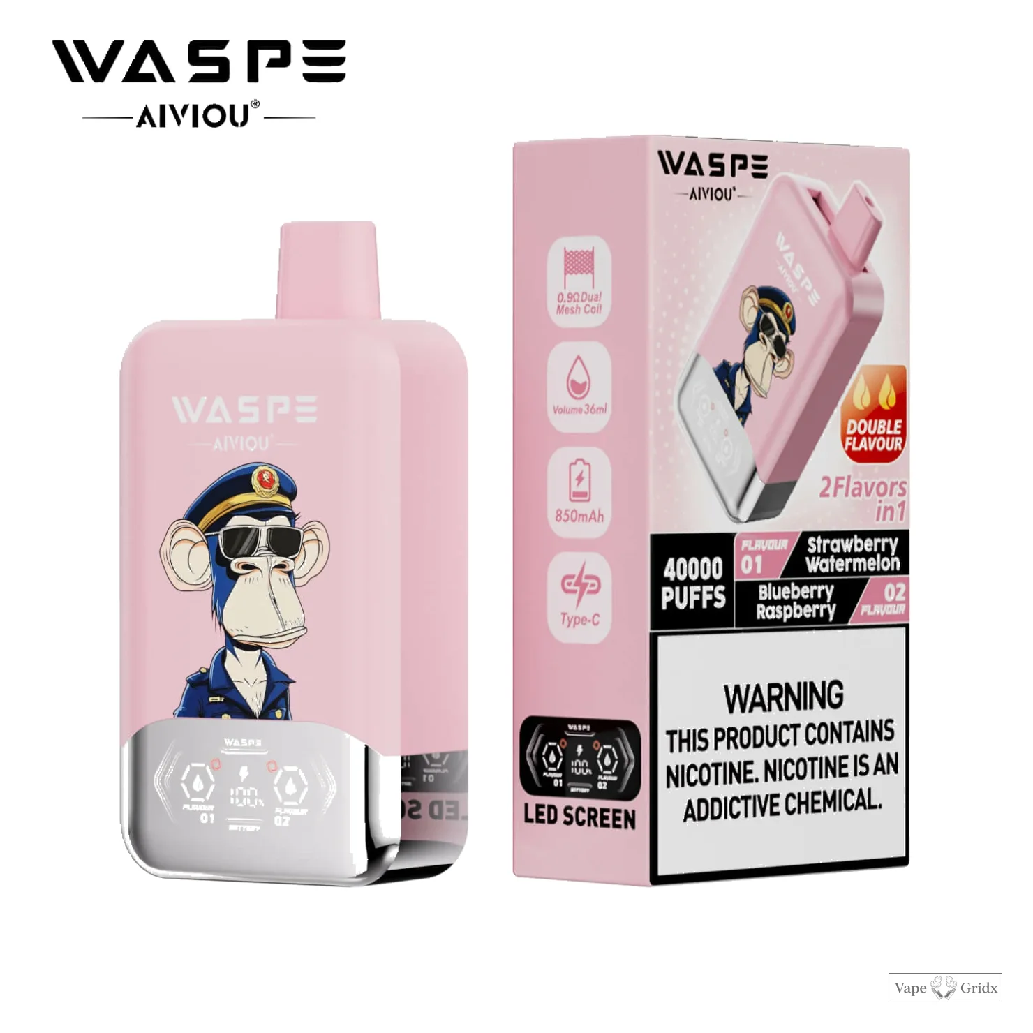 WASPE 2-in-1 40000 40K Trekjes Dual smaak Wegwerp vape - image 8
