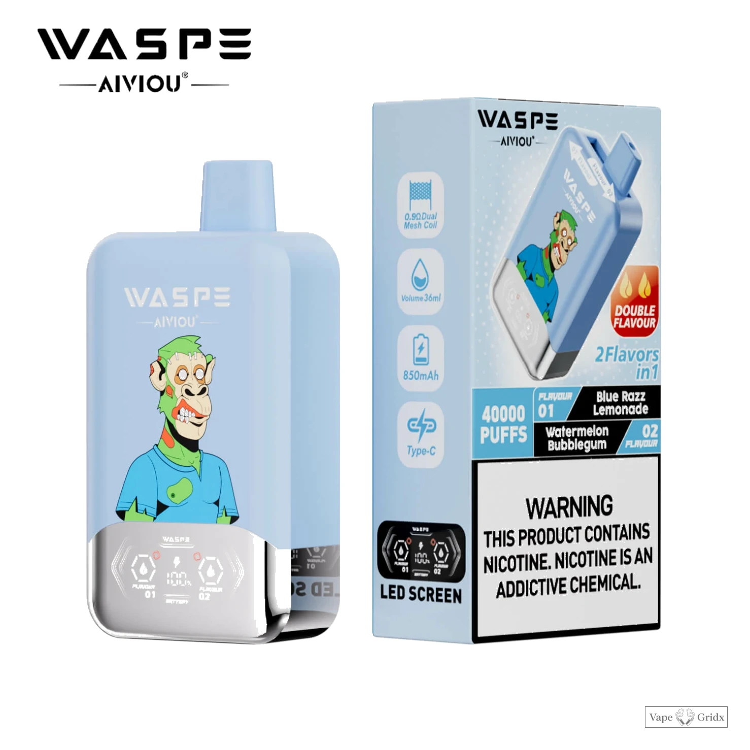 WASPE 2-in-1 40000 40K Trekjes Dual smaak Wegwerp vape - image 9