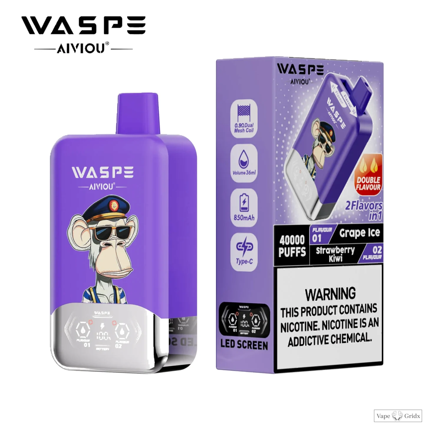 WASPE 2-in-1 40000 40K Trekjes Dual smaak Wegwerp vape - image 10