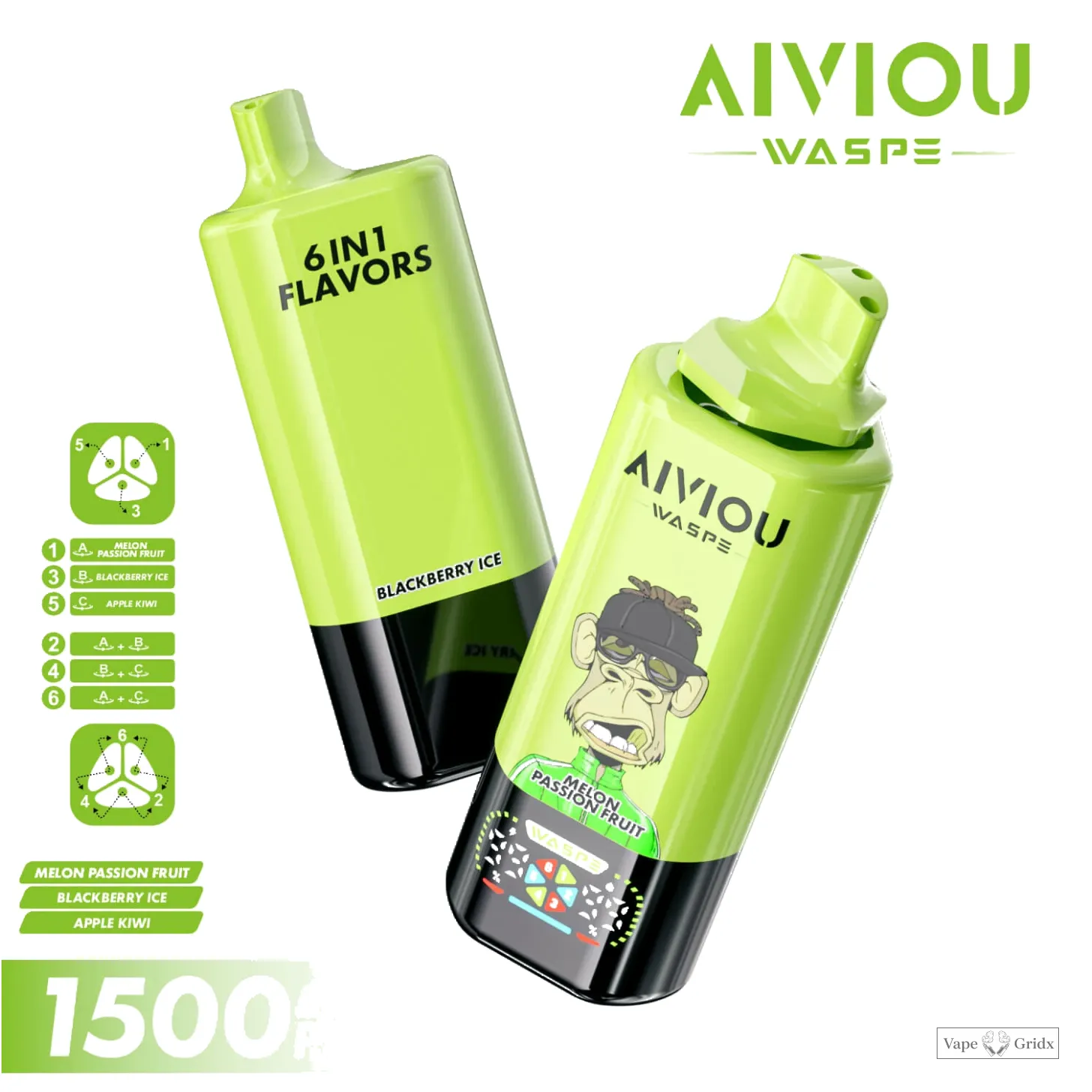 WASPE AIVIOU 150000 150K Trekjes 6-in-1 Wegwerp Vape - image 6