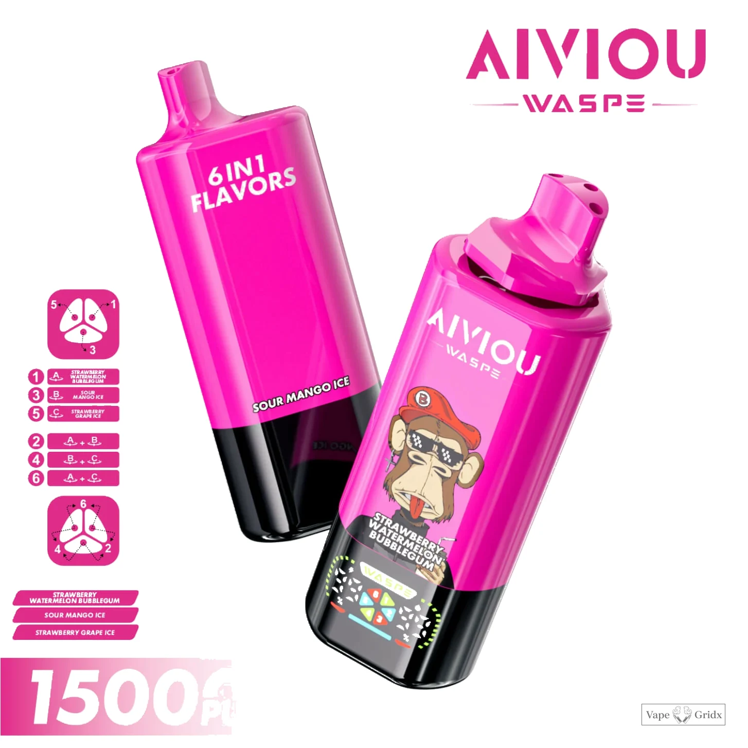 WASPE AIVIOU 150000 150K Trekjes 6-in-1 Wegwerp Vape - image 7