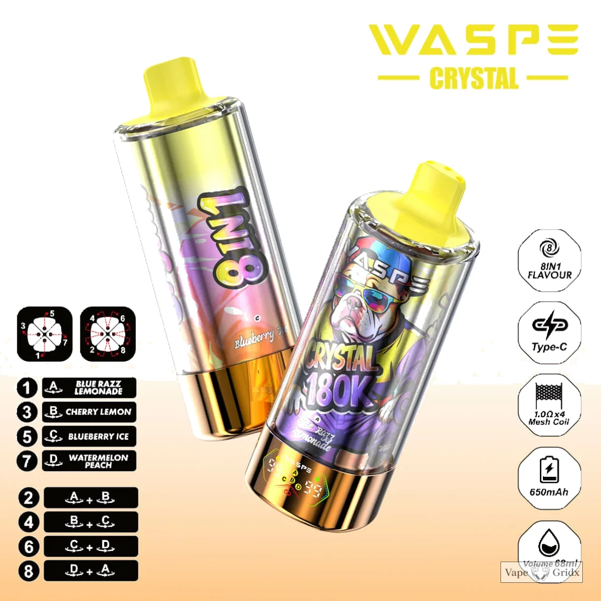 WASPE Crystal 180000 180K Trekjes 8-in-1 Wegwerp Vape - image 13