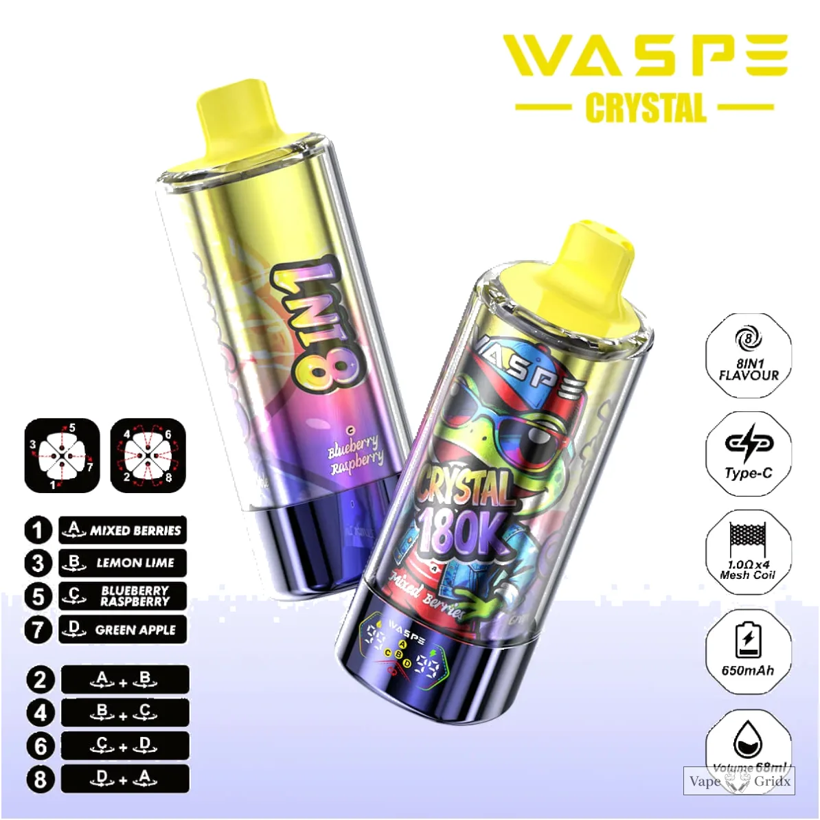 WASPE Crystal 180000 180K Trekjes 8-in-1 Wegwerp Vape - image 4