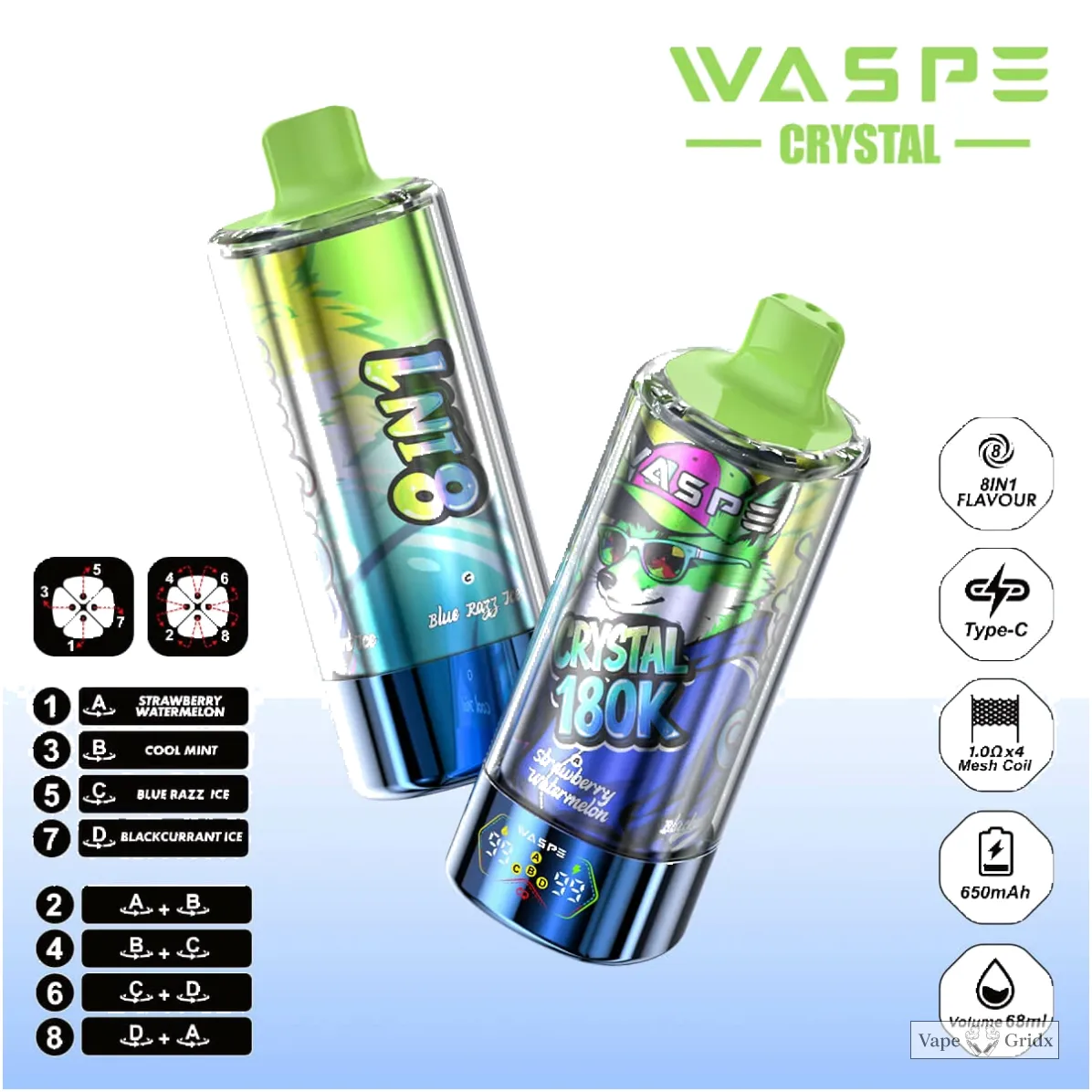 WASPE Crystal 180000 180K Trekjes 8-in-1 Wegwerp Vape - image 7