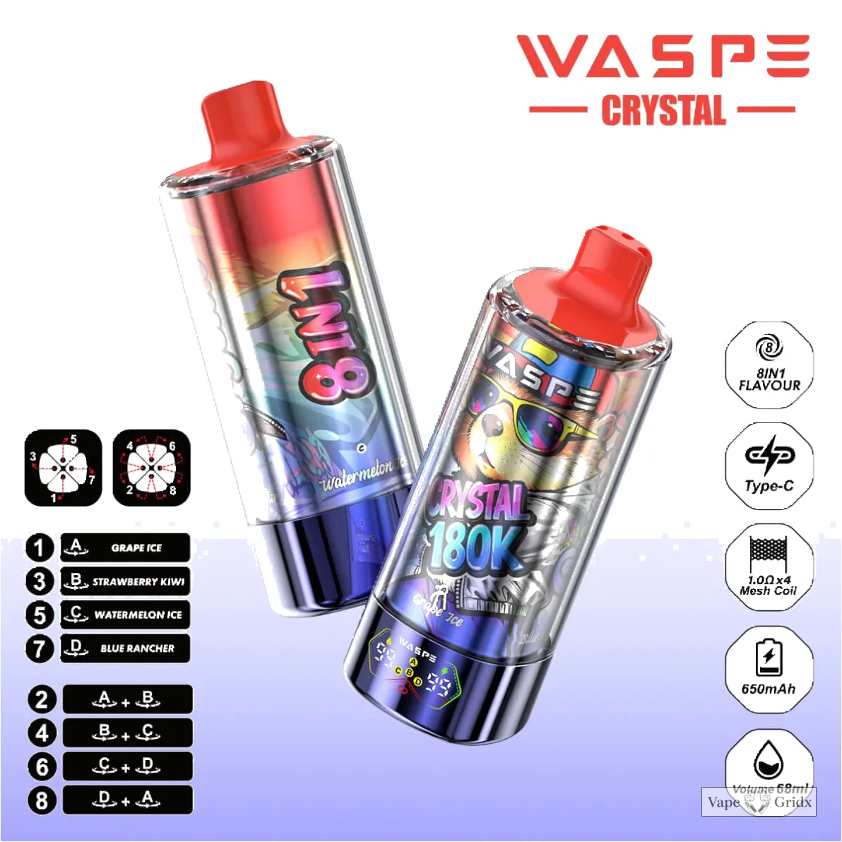 WASPE Crystal 180000 180K Trekjes 8-in-1 Wegwerp Vape - image 9