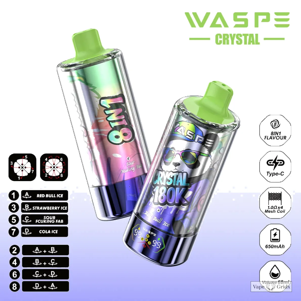 WASPE Crystal 180000 180K Trekjes 8-in-1 Wegwerp Vape - image 10