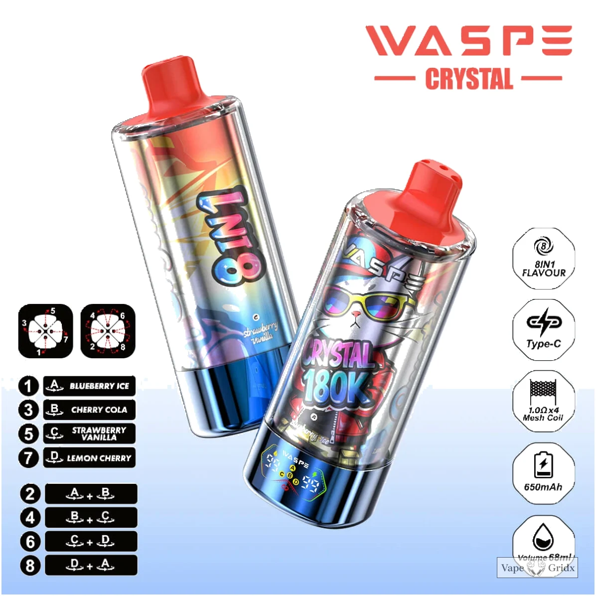 WASPE Crystal 180000 180K Trekjes 8-in-1 Wegwerp Vape - image 11