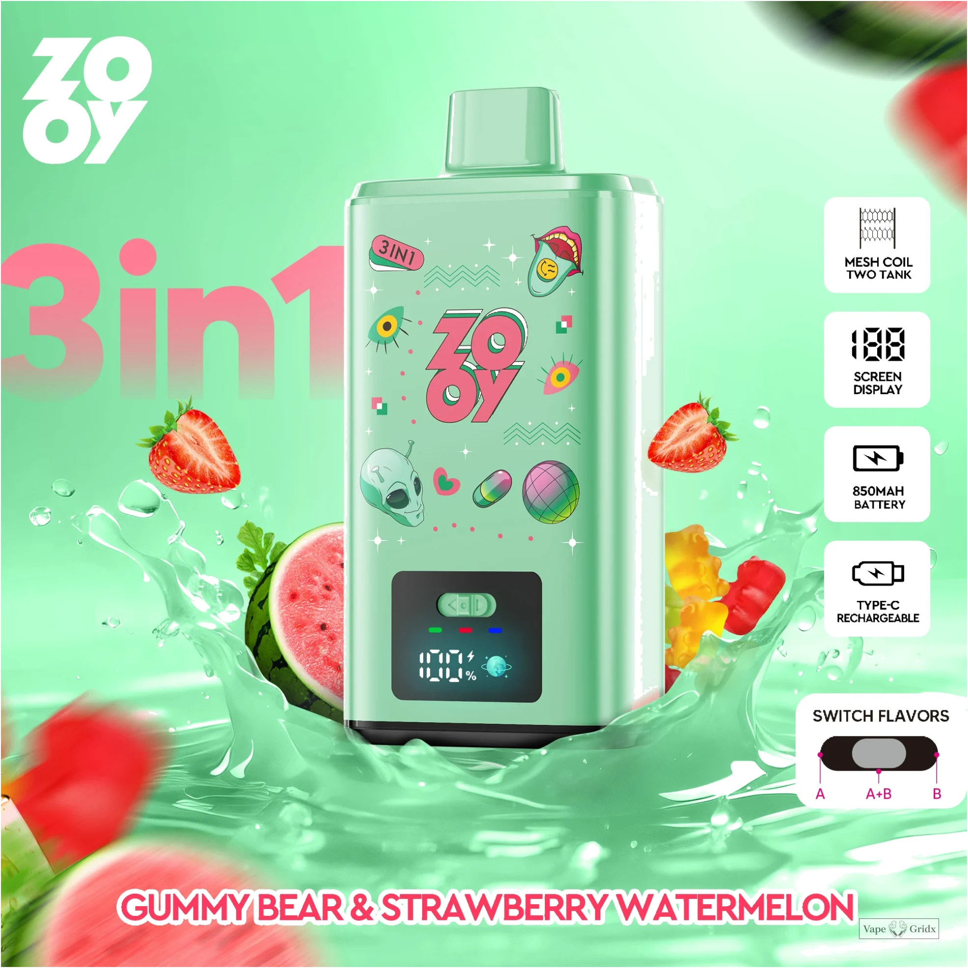 Zooy 150000 150K Trekjes 3-in-1 Wegwerp Vape