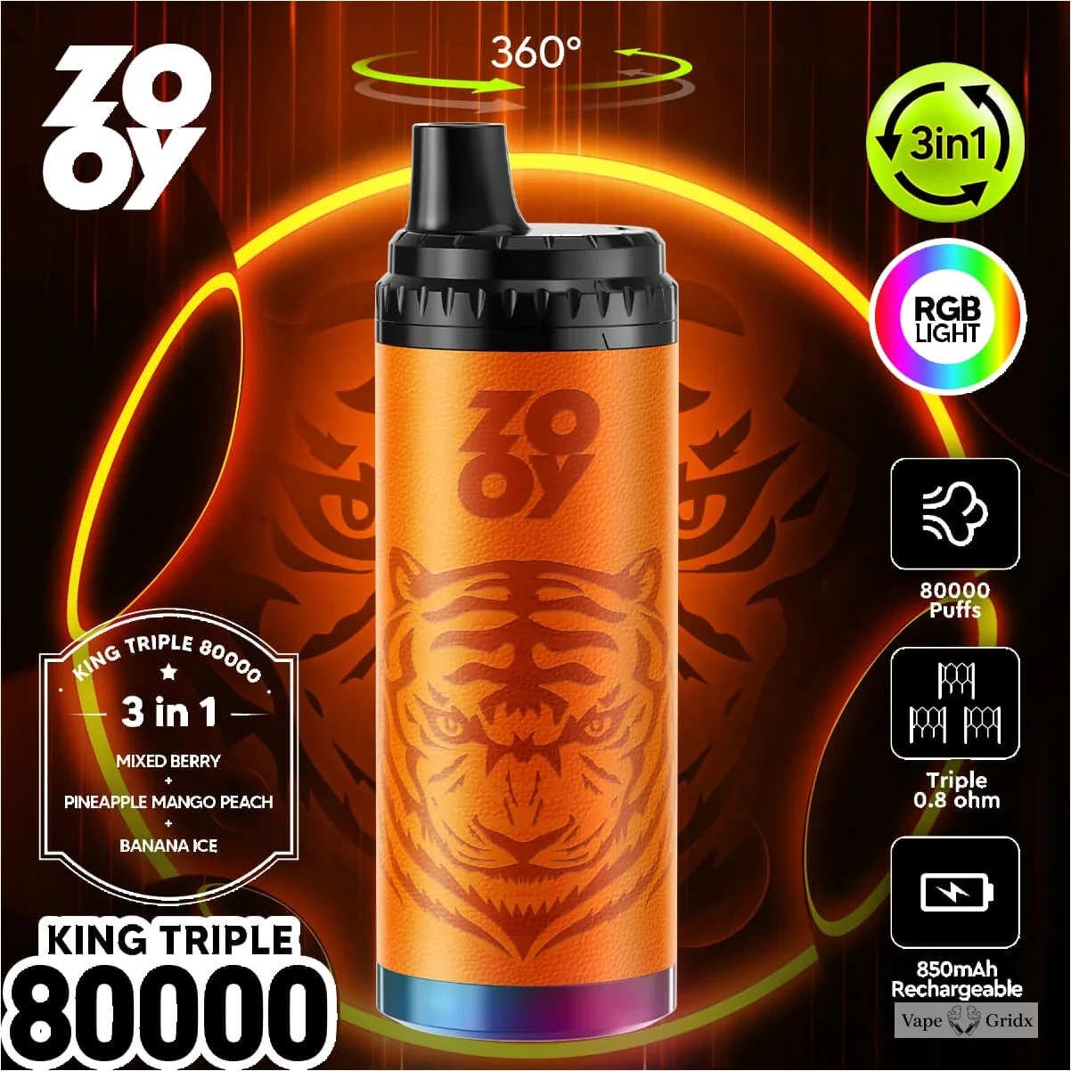 ZOOY King 80000 80K Trekjes 3-in-1 Wegwerp Vape - image 11