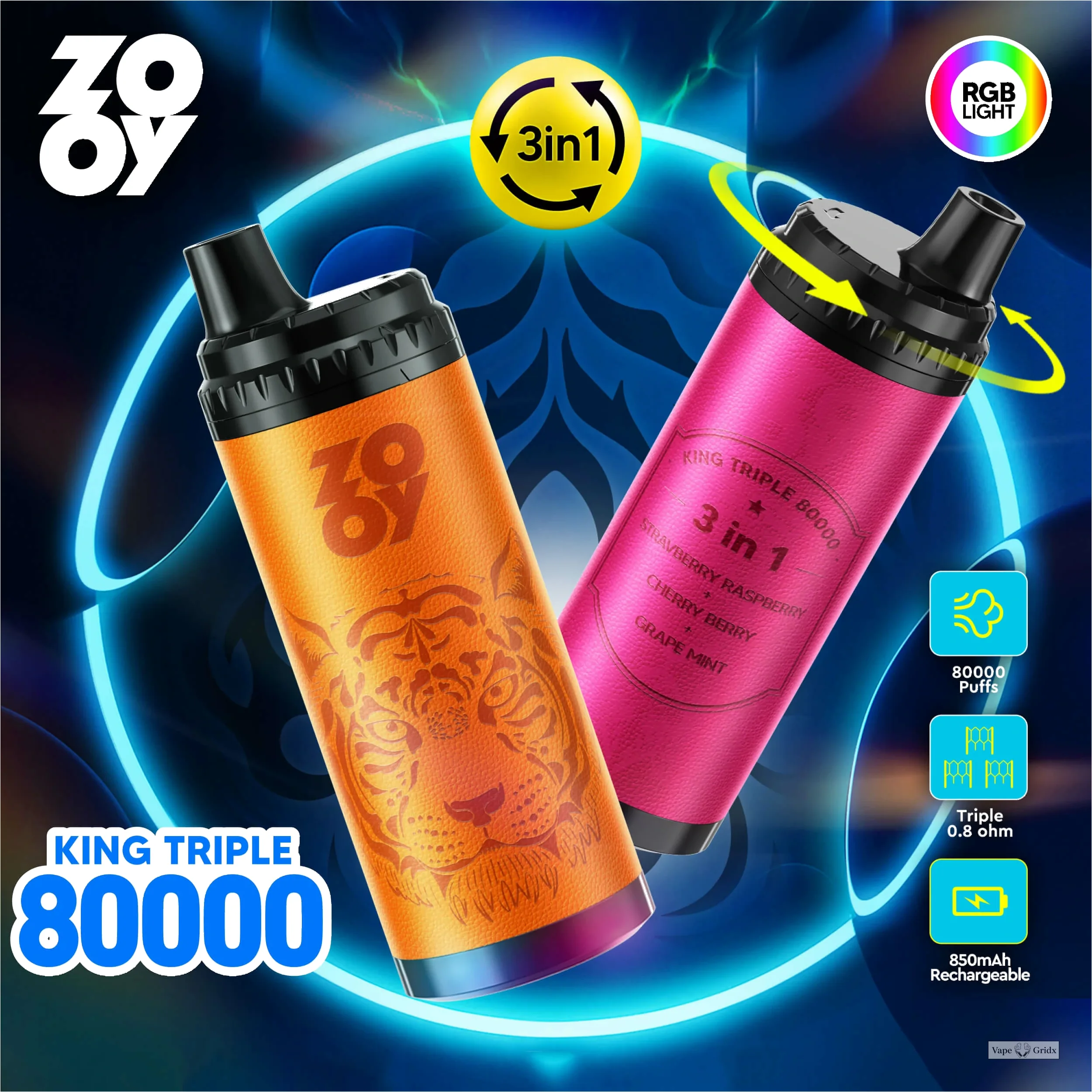 ZOOY King 80000 80K Trekjes 3-in-1 Wegwerp Vape - image 3