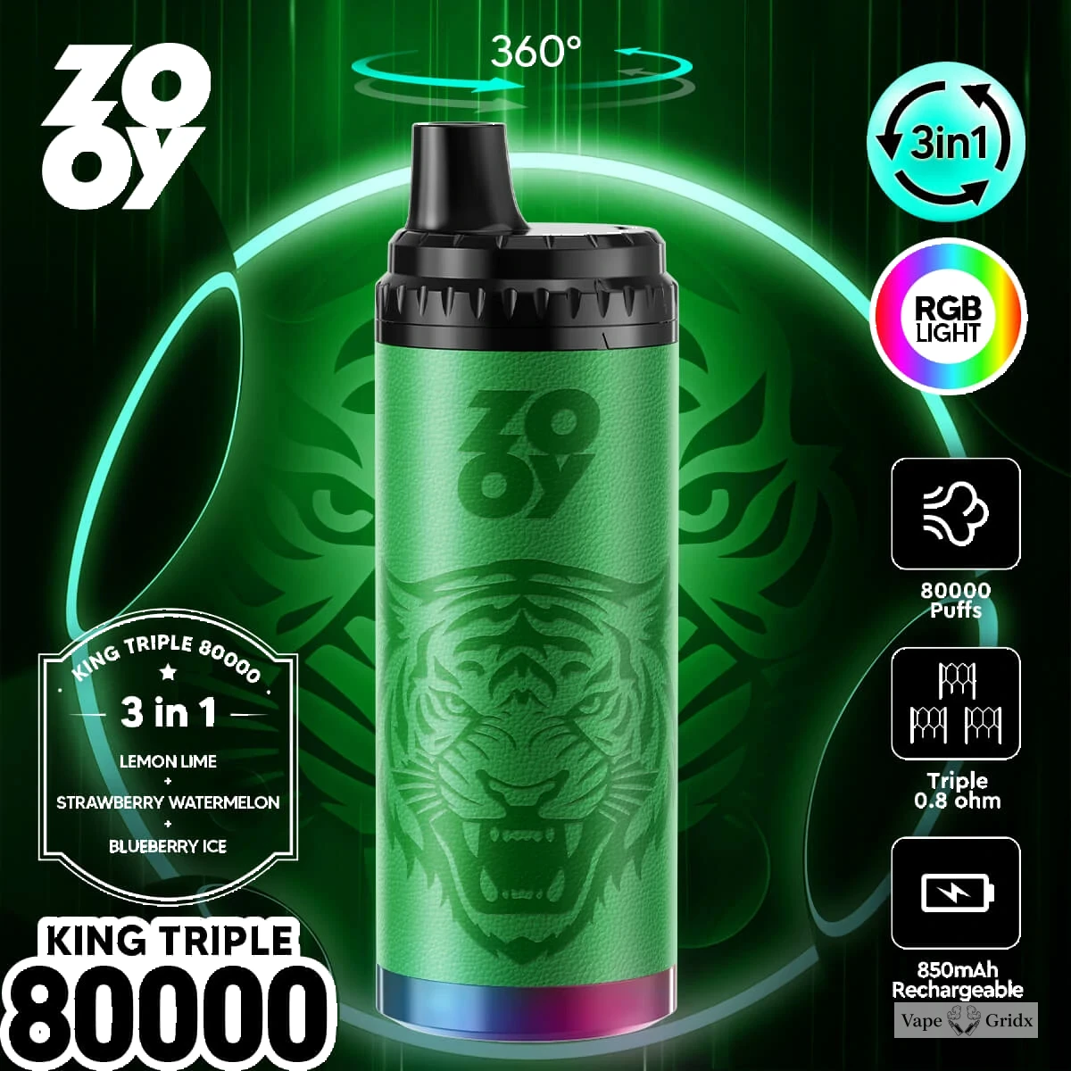 ZOOY King 80000 80K Trekjes 3-in-1 Wegwerp Vape - image 4