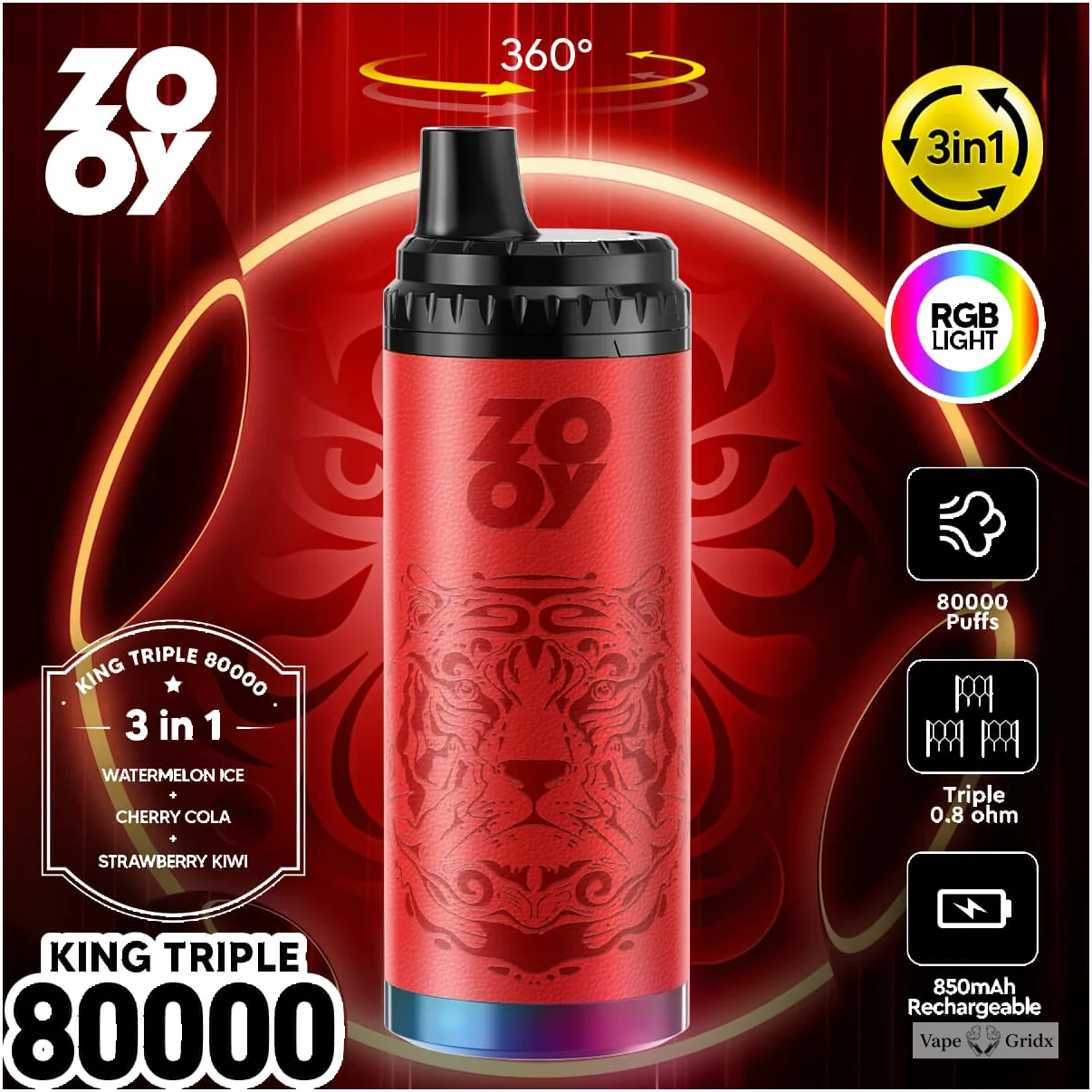ZOOY King 80000 80K Trekjes 3-in-1 Wegwerp Vape - image 5