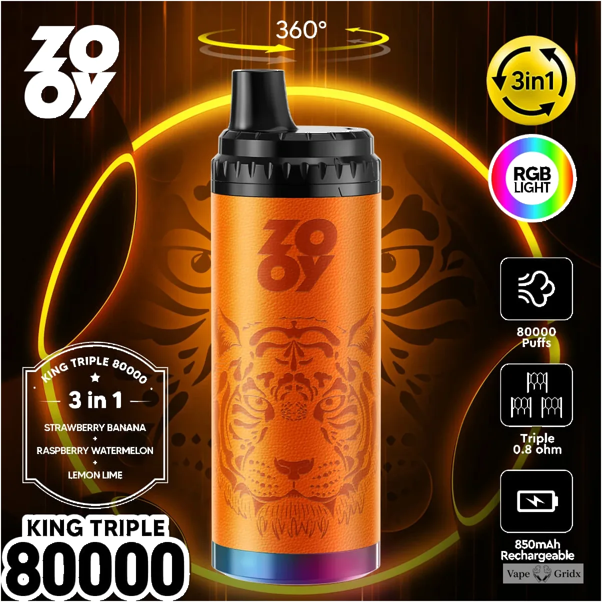 ZOOY King 80000 80K Trekjes 3-in-1 Wegwerp Vape - image 6