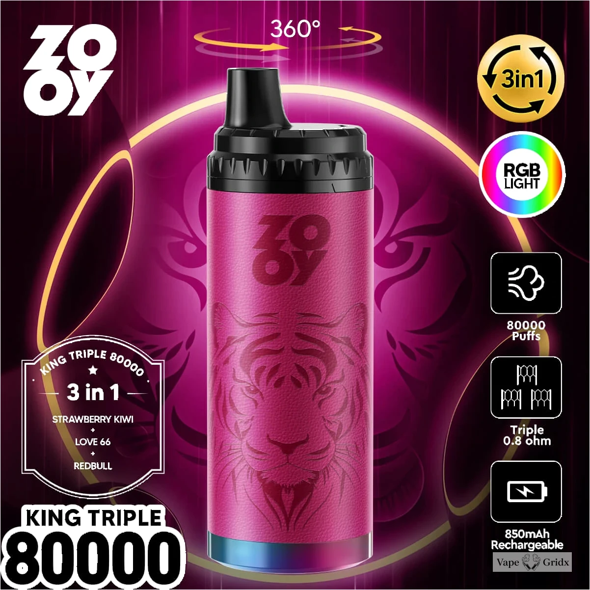 ZOOY King 80000 80K Trekjes 3-in-1 Wegwerp Vape - image 7