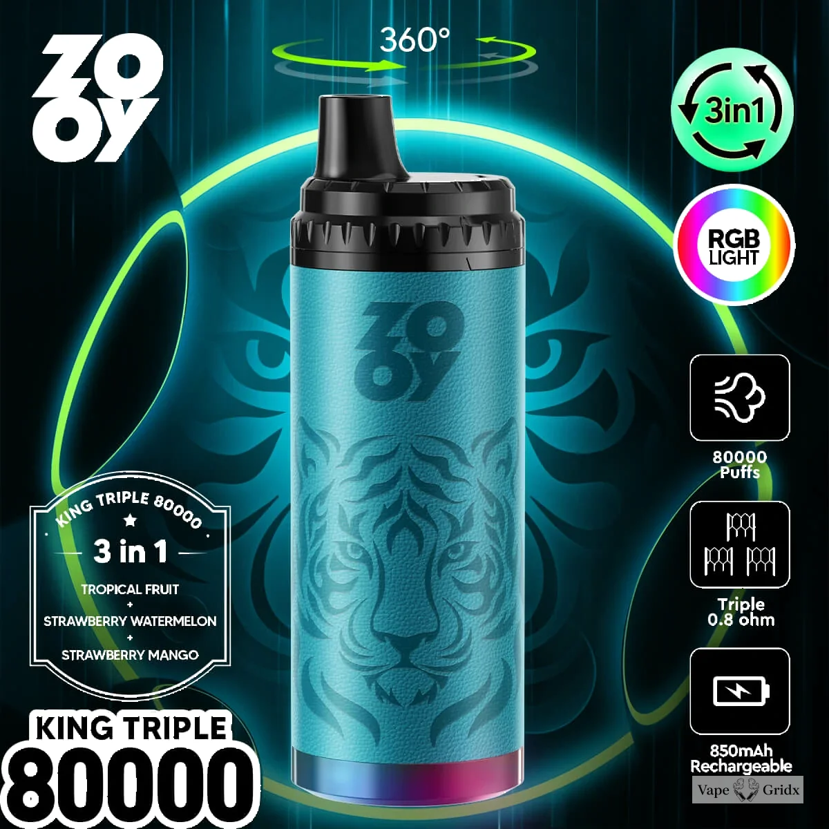 ZOOY King 80000 80K Trekjes 3-in-1 Wegwerp Vape - image 8