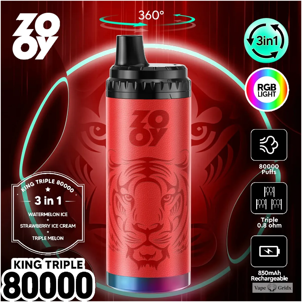 ZOOY King 80000 80K Trekjes 3-in-1 Wegwerp Vape - image 9