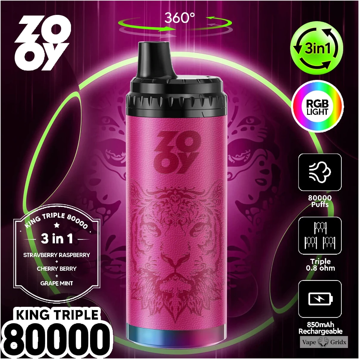 ZOOY King 80000 80K Trekjes 3-in-1 Wegwerp Vape - image 10