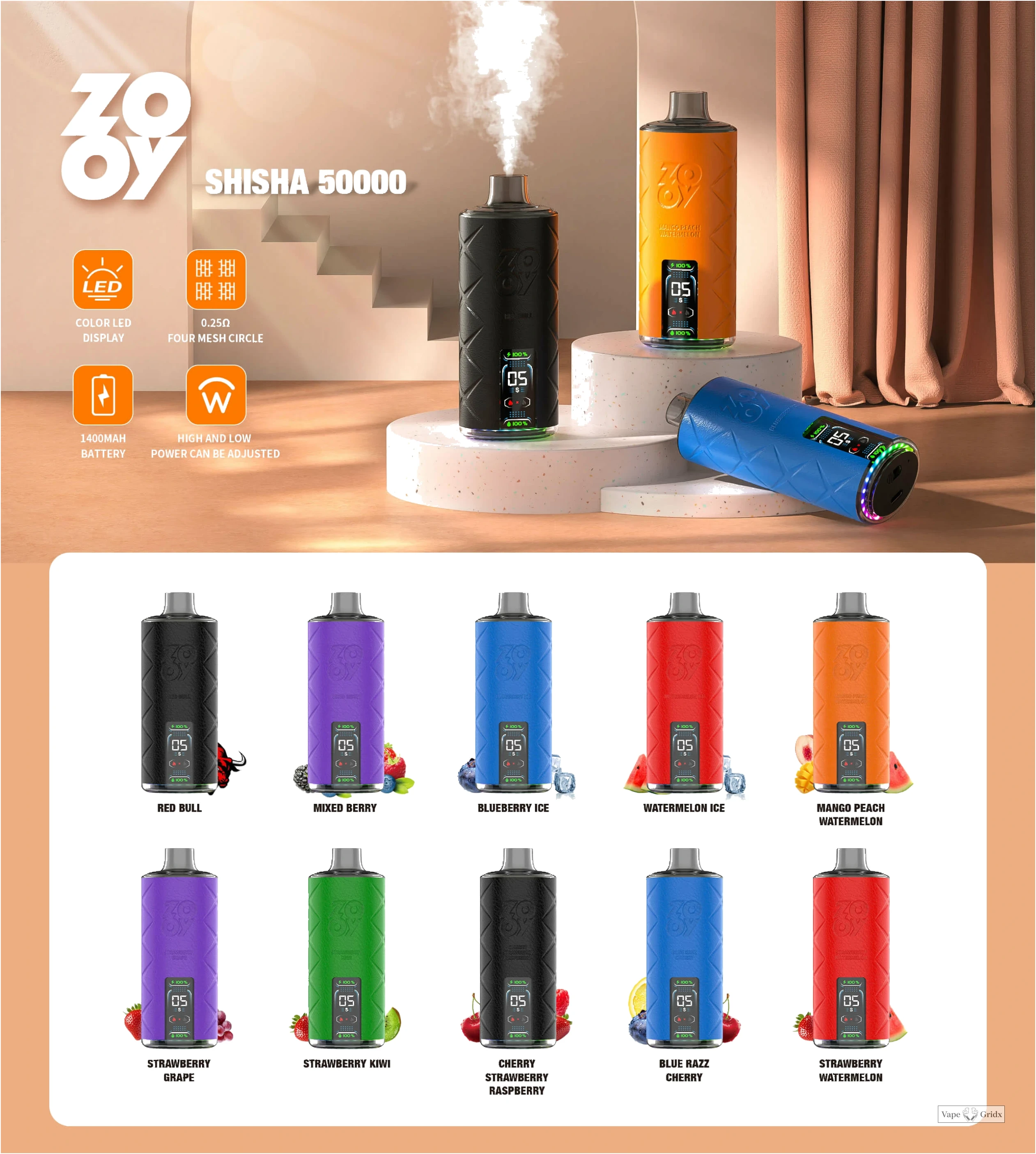 Zooy Shisha 50000 50K Trekjes Smart Display Wegwerp vape - image 2