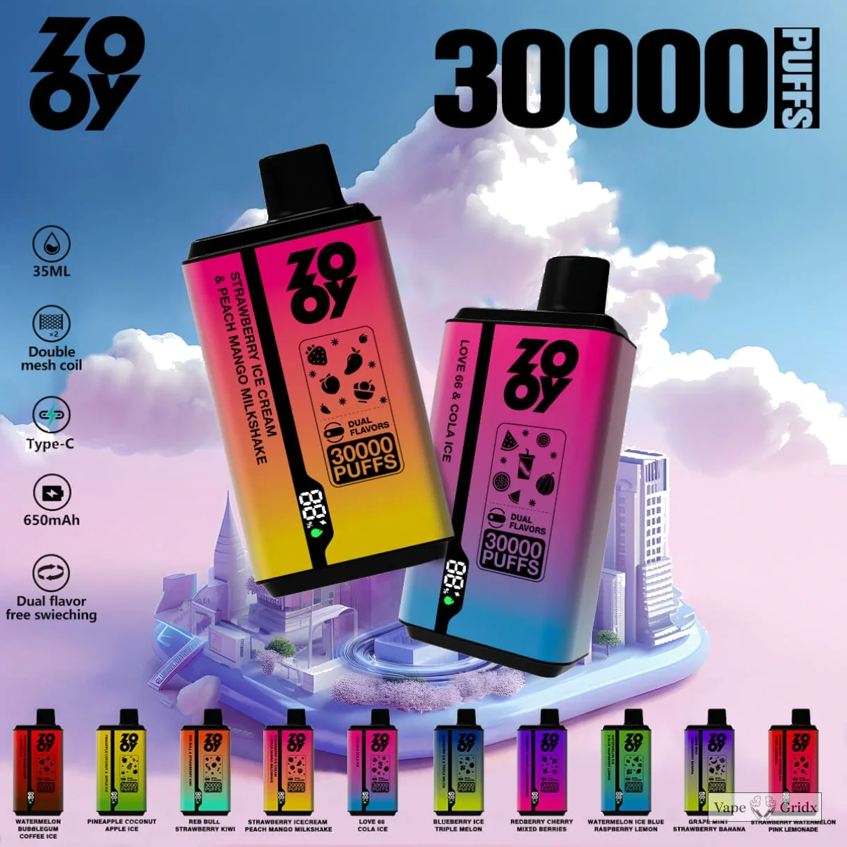 ZOOY Twins 30000 30K Trekjes Dual smaak Wegwerp Vape - image 3